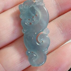 R2-02788天然本翡翠《本物保証》 高氷種藍水翡翠 ミャンマー産 ペンダント K18 チェーンS925 一点物 希少 縁起物 お守り パワーストーン