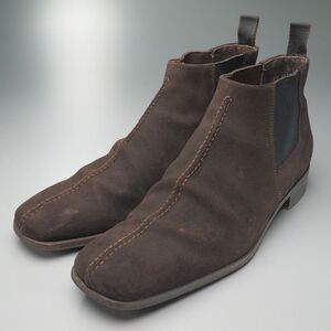 MI2572// Сделано в Италии* Prada PRADA* Мужские 9/ Ботинки с боковым голенищем/ Ботинки челси/ центральный шов/ короткие ботинки/ кожаная обувь/ коричневый/