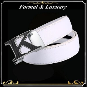 ベルト j53【白】ホワイト 穴なし 無段階調整ベルト ゴルフベルト 人気 オートロック メンズ 革 ジーンズ ビジネス カジュアル