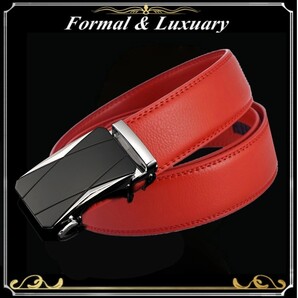 ベルト j56【赤】レッド 穴なし 無段階調整ベルト ゴルフベルト 人気 オートロック メンズ 革 ジーンズ ビジネス カジュアル