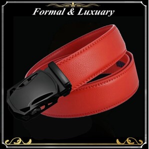 ベルト j58【赤】レッド 穴なし 無段階調整ベルト ゴルフベルト 人気 オートロック メンズ 革 ジーンズ ビジネス カジュアル