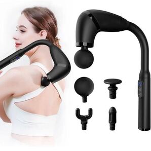 筋膜リリースガン【最新長柄設計 背中まで届く 10mmの深層振幅 22段階強度調整 4個ヘッド付属】ハンディガン 筋膜リリース