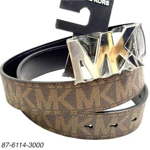 【新品】Michael Kors MKロゴ ベルト 38インチ 焦茶 マイケルコース ブラウン モノグラム レザー