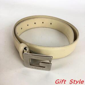 【即決】【送料無料】GUCCI グッチ GG柄 ロゴ ベルト ホワイト 中古 本物 レディース ブランド