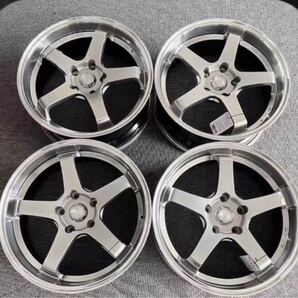 【Flow Form 軽量ホイール】18インチ 5スポーク 4色展開 選べるPCD/ハブ径 アドバン風 4本SET