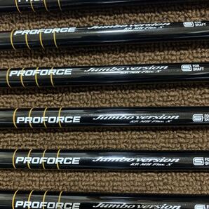マミヤOPプロフォースジャンボバージョン アイアンシャフト フレックスX 5〜Pまでの6本 グリップ付き