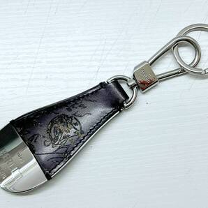 良好品 Berluti ベルルッティ フルスクリットレザー シューホーン キーリング ネログリジオ キーホルダー KR057-V2