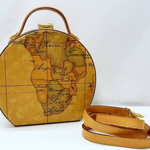 良好品 PRIMA CLASSE プリマクラッセ ジオグラフィック 地図柄 ラウンド トランク 2WAY ハンドバッグ