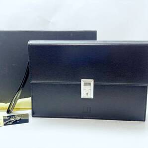 美品 Dunhill ダンヒル ロゴ セカンドバッグ クラッチ 黒 シルバー LT9010A