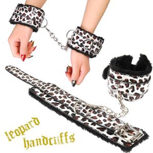 送料無料cs25白豹ハンドカフス キュートなファー付き手錠 レオパード コスプレ ロック パンク 手枷パーティ ジョーク グッズ
