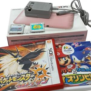 任天堂 Nintendo 3DSLL ピンク ソフト4本 ポケモン ウルトラサン マリオ リオオリンピック マリオカート7 トモダチコレクション 【現状品】