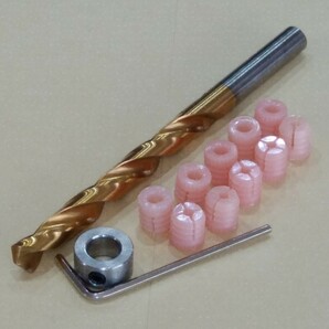 ビンディングのビス穴修復用アンカー 10個と、下穴用8mmドリルビット(ストッパー付)セット