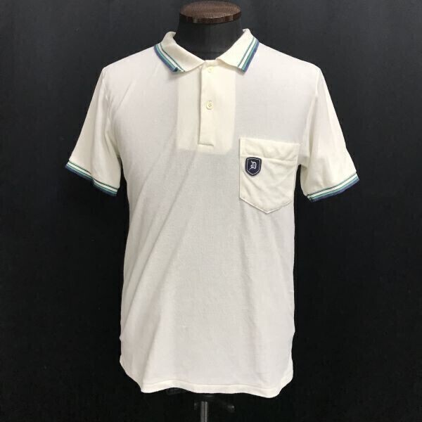 美品★ザ ダファーオブセントジョージ/The DUFFER of St.GEORGE★パイル地/半袖ポロシャツ【メンズL/白/white】ゴルフ/Tops/Shirts◆BH821