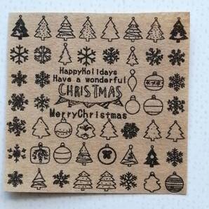 1336 クリスマスツリー 英字 はんこ ハンコ ヴィンテージ アンティーク スタンプ イラスト ゴム印 レトロ ベル 雪の結晶 クリスマスカード