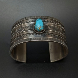 Navajo jacob d morgan ジェイコブモーガン バングル インディアンジュエリー ナバホ スタンプワーク STERLING ターコイズ