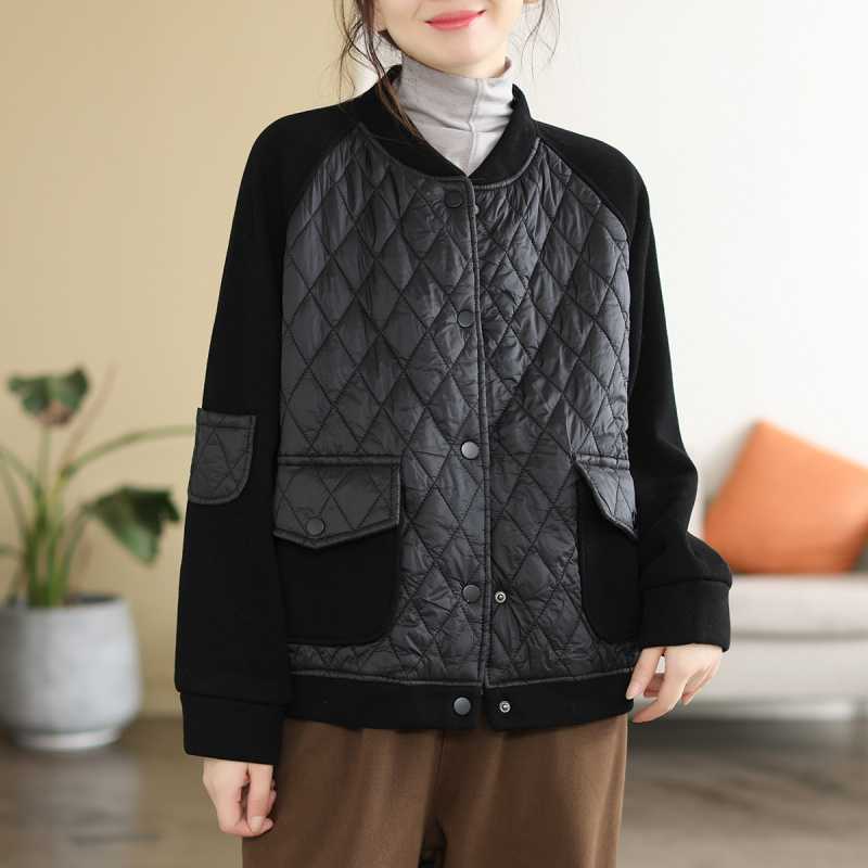 同梱1万円送料無料■秋冬 キルティングコート 中綿コート ショート丈 長袖 配色