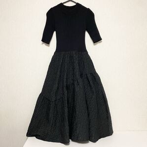 即決☆BIRTHDAY BASH バースデーバッシュ リブニット ドッキング ワンピース ブラック 5分丈袖