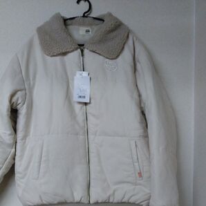 JAVA ボア襟中綿ブルゾン オフホワイト XLサイズ