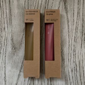 新品 無印良品 リップエッセンス 01 ハニー&リップグロス 02 ピンクベージュ 2個セット