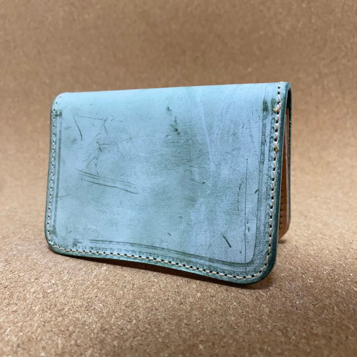 ブライドルレザー グリーン 小銭入れ 二つ折り財布 コンパクト財布 コインケース メンズ レディース 本革