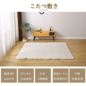 こたつ敷き 床暖房ホットカーペットに対応 正方形(140x140cm) ラッグマット 蓄熱わた入り 滑り止め付き