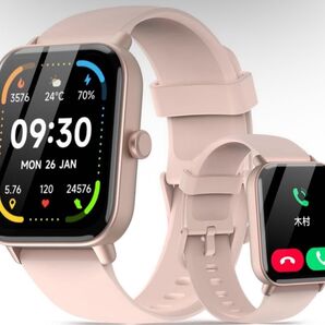 ピンク スマートウォッチ iPhone対応&アンドロイド対応 通話 着信通知