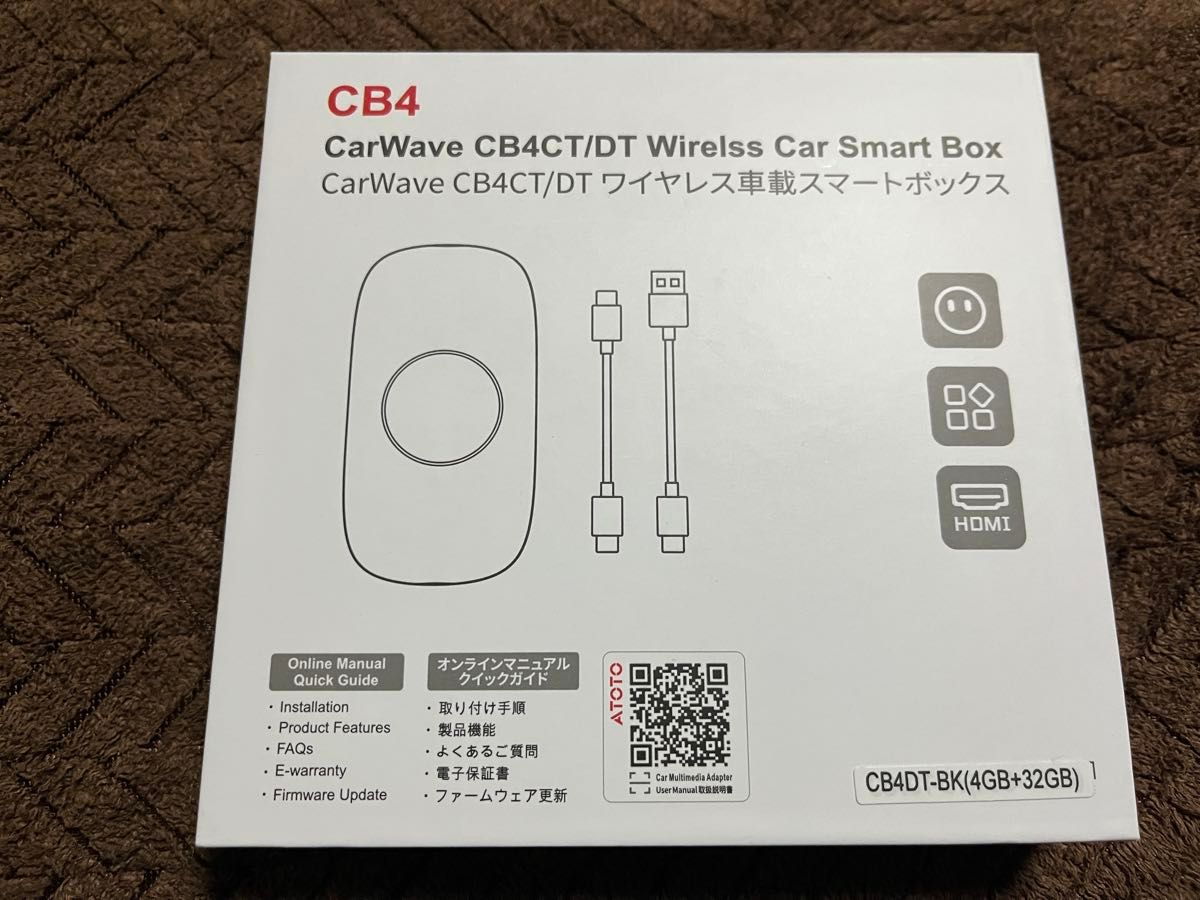 ATOTOOUT Carplay Android Auto CB4DT-BK 4GB 32GB ワイヤレス 車載 スマートボックス