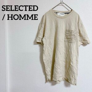 レア SELECTED / HOMME ベージュ 半袖 Tシャツ ポケット古着