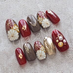 No.857 現品販売!ネイルチップ 成人式卒業式袴着物和柄振袖