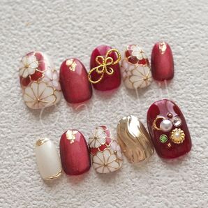 No.2231 現品販売!ネイルチップ ショート 成人式卒業式袴着物和柄振袖