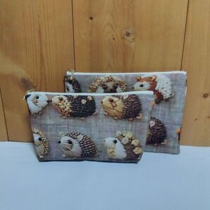 大きめポーチ+フラットポーチ 2個組 ハンドメイド