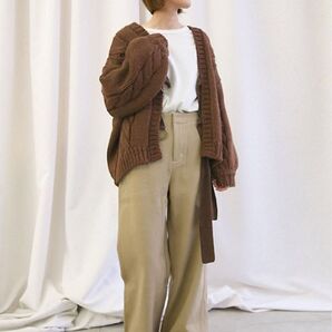 select MOCA セレクトモカ 手編み風ローゲージバッグオープンニット ニットカーディガン ブラウン