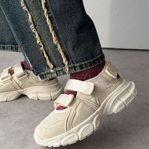 JaVa 大人カジュアルアップベルクロバルキースニーカーサンダル アイボリーM