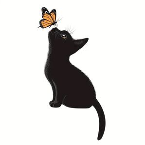 猫と蝶の壁PVCステッカー