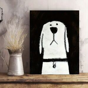 キャンバス ポスター 白 犬 レトロ インテリア モダンデザイン