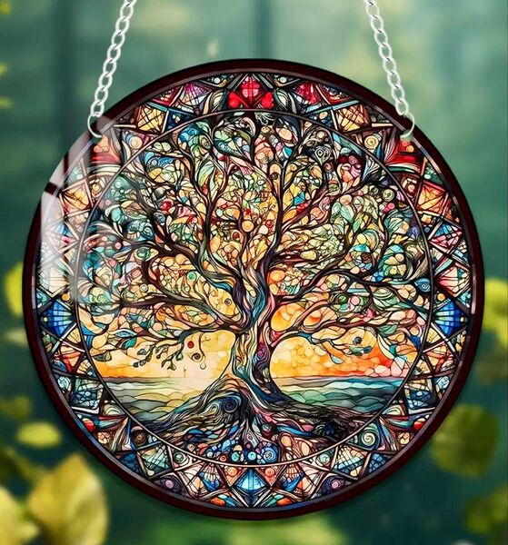 生命の樹 サンキャッチャー 壁掛け アクリルプレート 癒やし 永遠の命