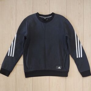 adidas アディダス スウェット トレーナー 長袖 クルーネック 黒 ブラック 150cm