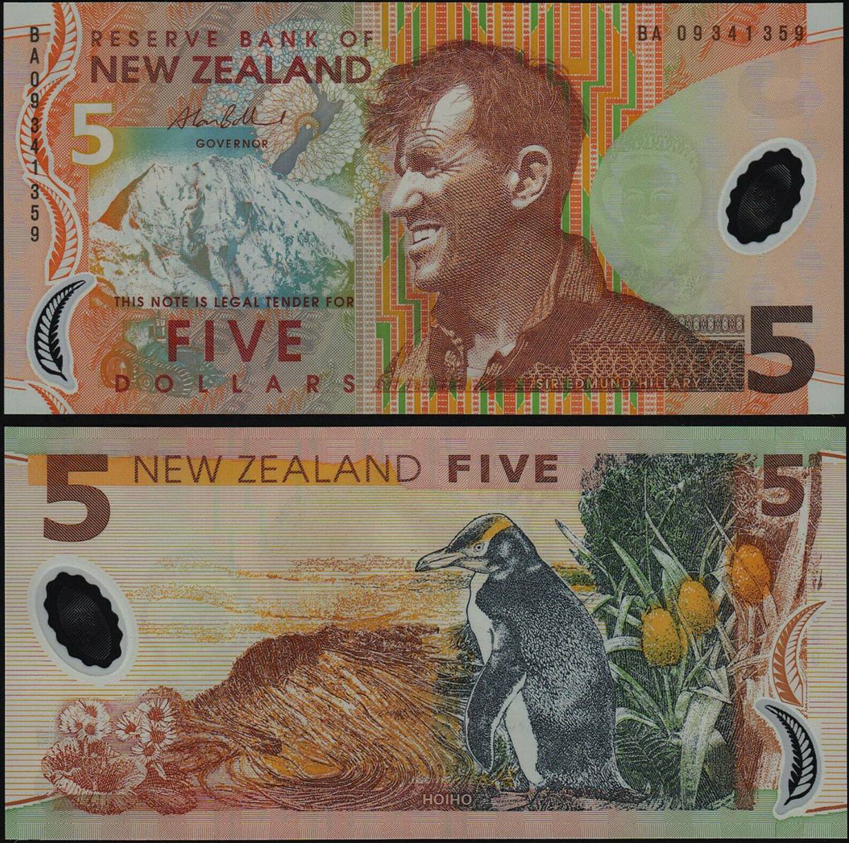 ニュージーランド非流通旧紙幣アンカットシート5種完-