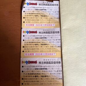 109シネマズ 映画鑑賞優待券 3枚セット