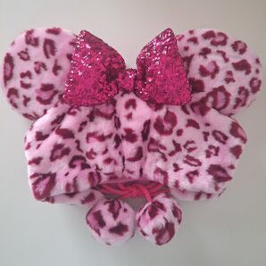 【新品】東京ディズニーランド ミニー ファンキャップ ヒョウ柄 ピンク