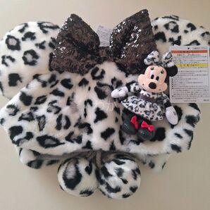 【新品】東京ディズニーランド ミニー ファンキャップ ぬいぐるみチャーム ヒョウ柄 白