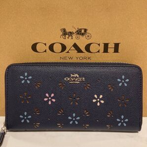 新品 COACH長財布 コーチ 長財布 レディース メンズ ネイビー ブラウン 花柄