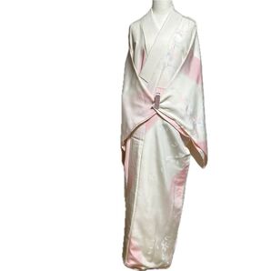 正絹 袷 広衿 手縫い ピンク系 長襦袢 無双袖 背身丈約123cm 裄丈約64cm
