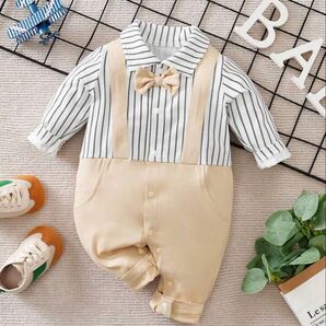 フォーマル風 ベビーロンパース 62-68cm リボン付き お宮参り お食い初め 記念日