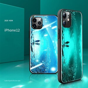 iPhone 12 кейс iPhone 12 Pro кейс Apple 6.1 дюймовый смартфон кейс защитный корпус чехол запасного колеса на торцевой двери tpu+ усиленный стекло ночь . светится жесткий чехол 