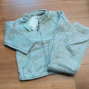 新品 H&M フリースジャケットとパンツセット 90cm グレー セットアップ