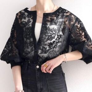 クラシカルエルフ エンブロイダリー2WAY花柄刺繍シアートップス