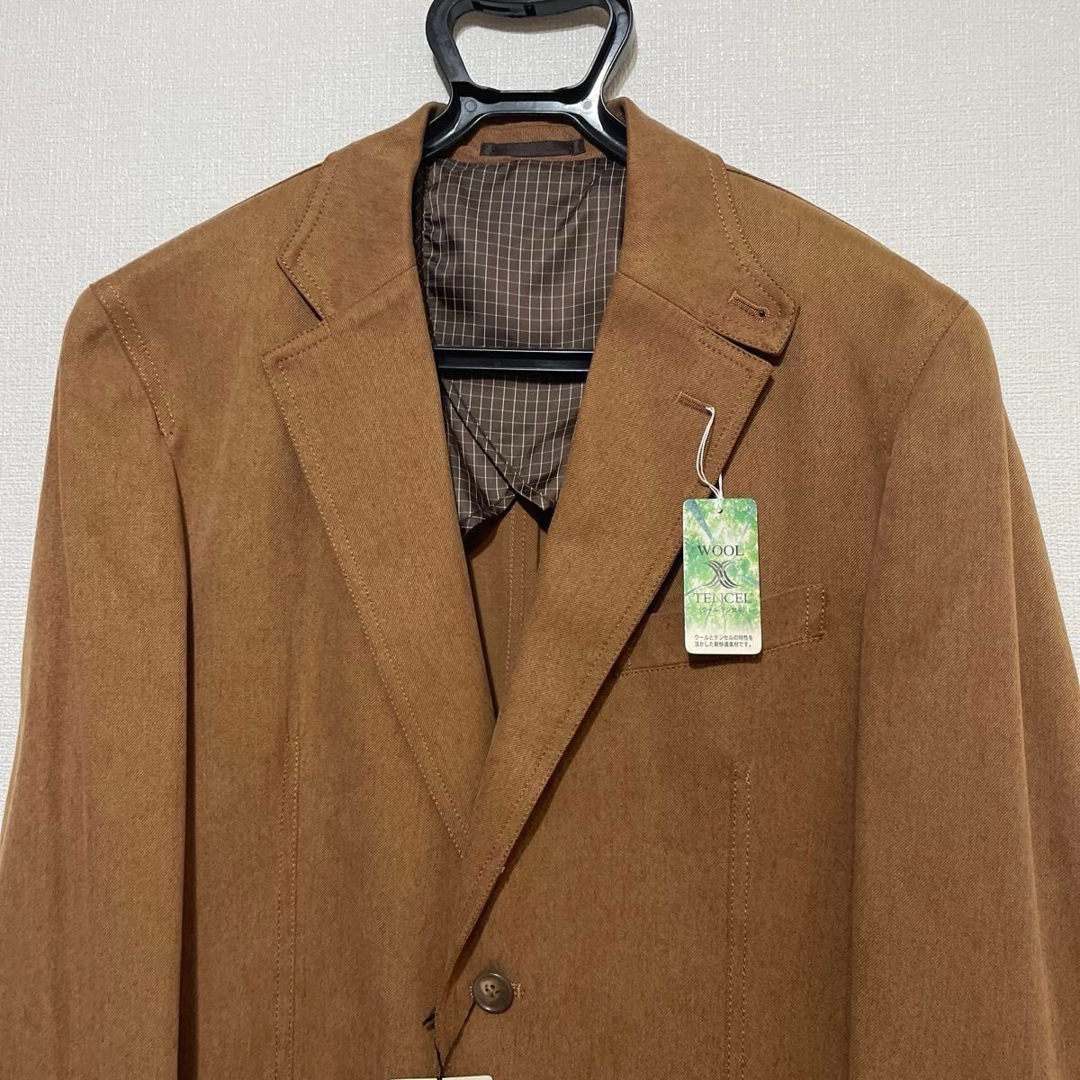 新品タグ付き テーラードジャケット ブラウン ウール混 L