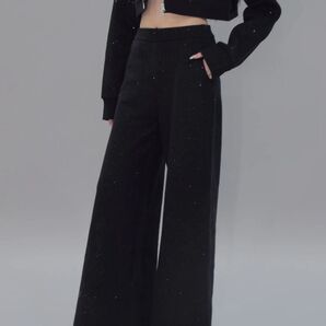 AND WANG kirakira flare pants ブラック