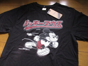 【新品】　ミッキーマウス　Ｔシャツ　Ｍサイズ　日本語　カタカナ　Disney　正規品　黒　ブラック